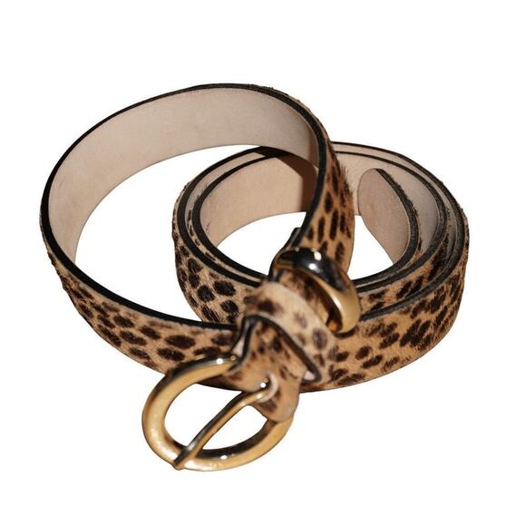 Streets Ahead Leopard Print Haircalf Leather Belt Gold Buckle Women’s Size M main image 9